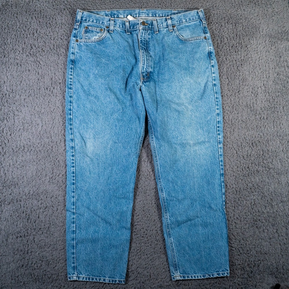 Carhartt Jeans Mens 44x30 Blue B18 Traditional Fit Workwear Stonewash Cotton
